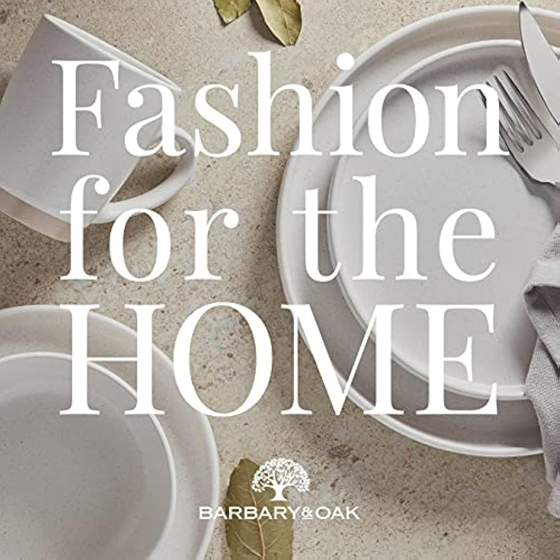 Barbary & Oak Avena 16 Piece Stoneware Dinnerware Set | Linen White