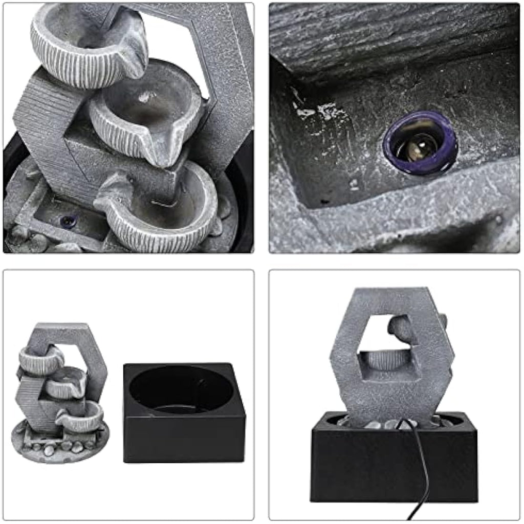 Jolof Store Indoor Desktop Waterfall Fountain with LED Light – 24cm