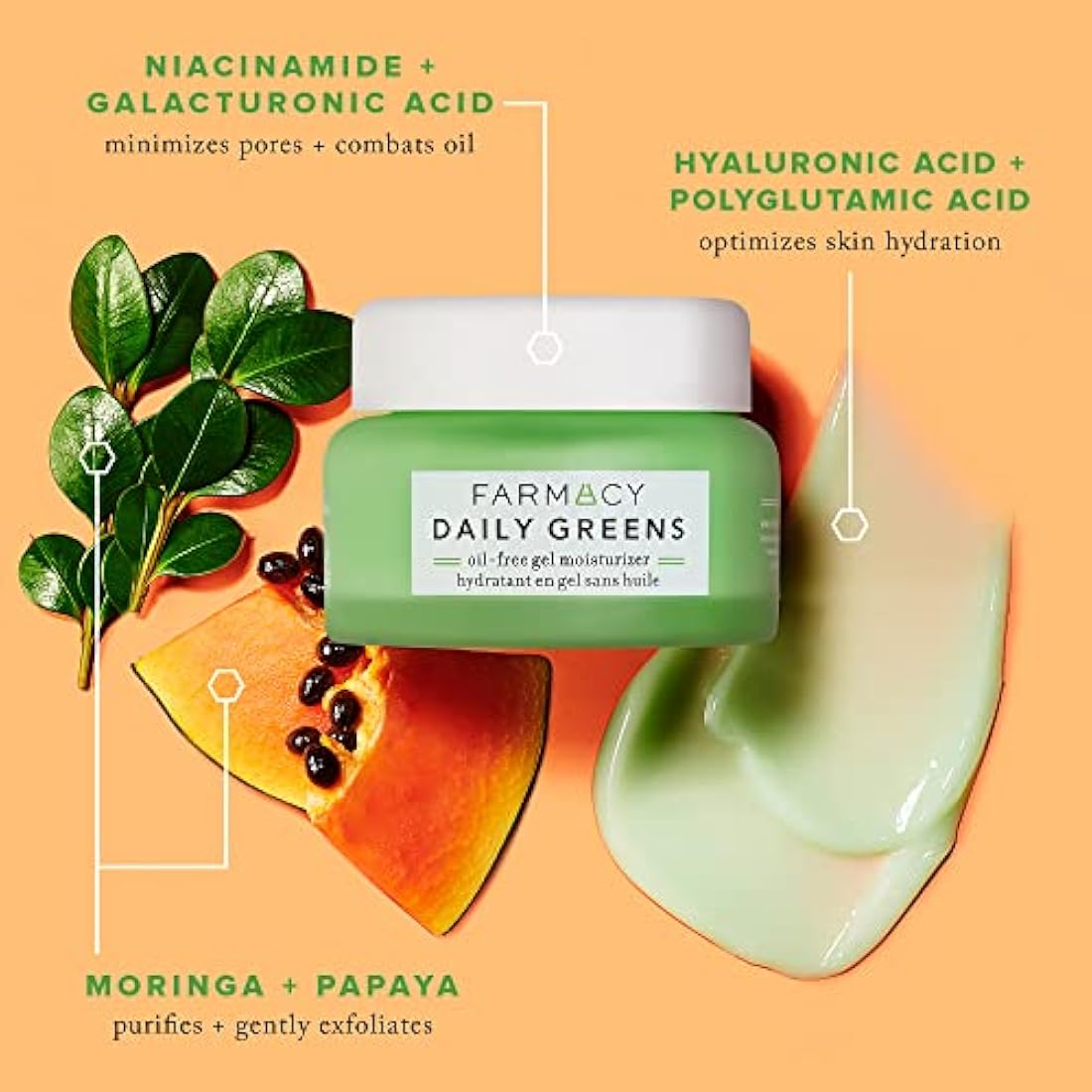 Farmacy Daily Greens Oil-Free Gel Face Moisturizer with Hyaluronic Acid