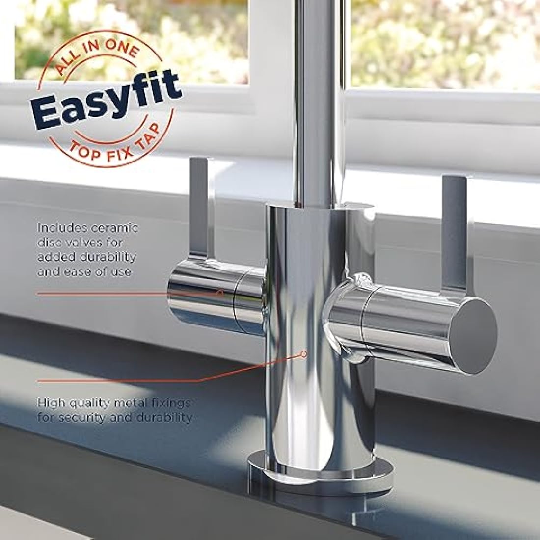 Bristan Cashew Easyfit Kitchen Sink Mixer Tap - Chrome Swivel Spout