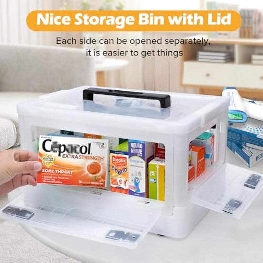 Gifhomfix Extra Large First Aid Box | 20 Quart Clear Medicine Organiser