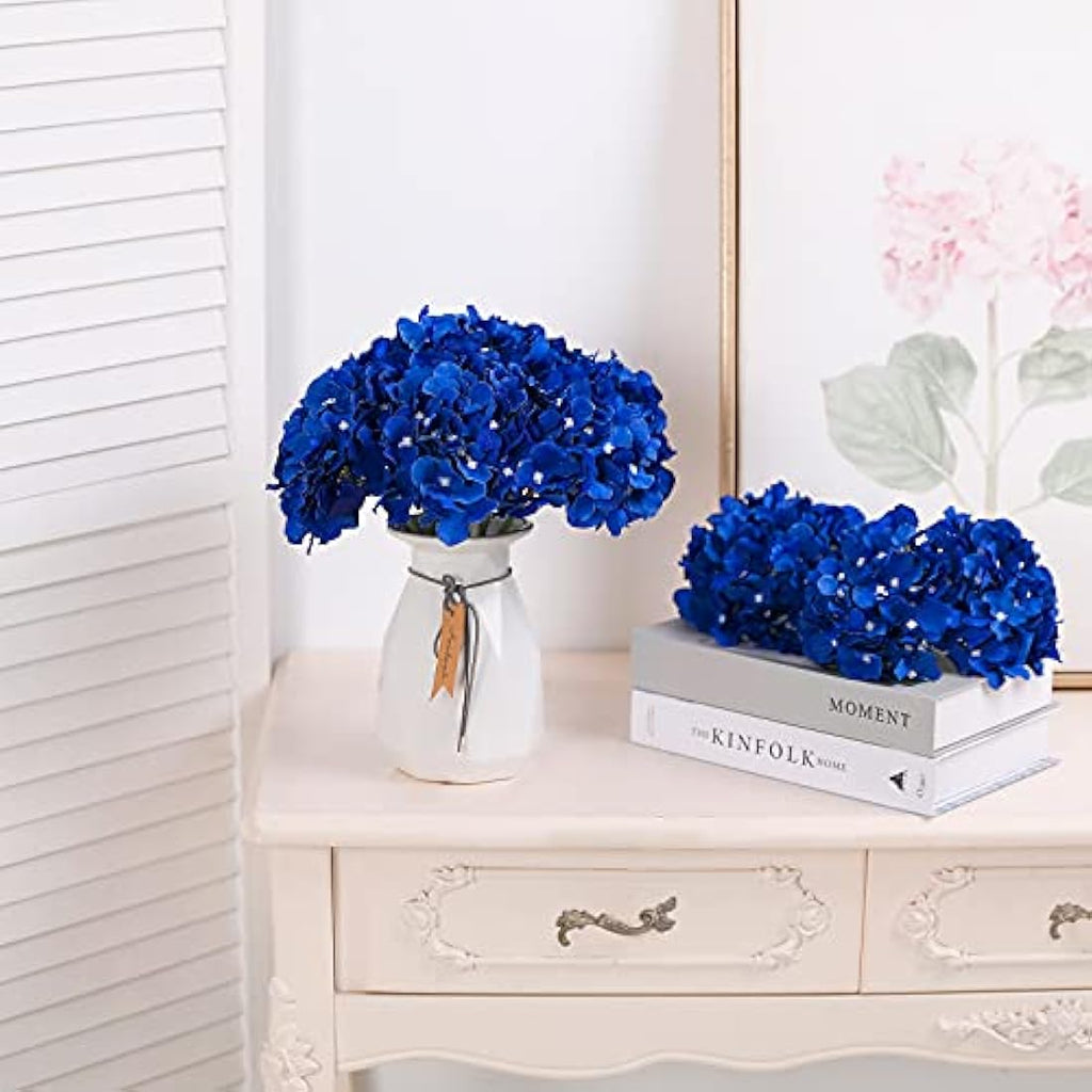 Tifuly 12Pcs Artificial Silk Hydrangeas for Wedding Decor – Royal Blue