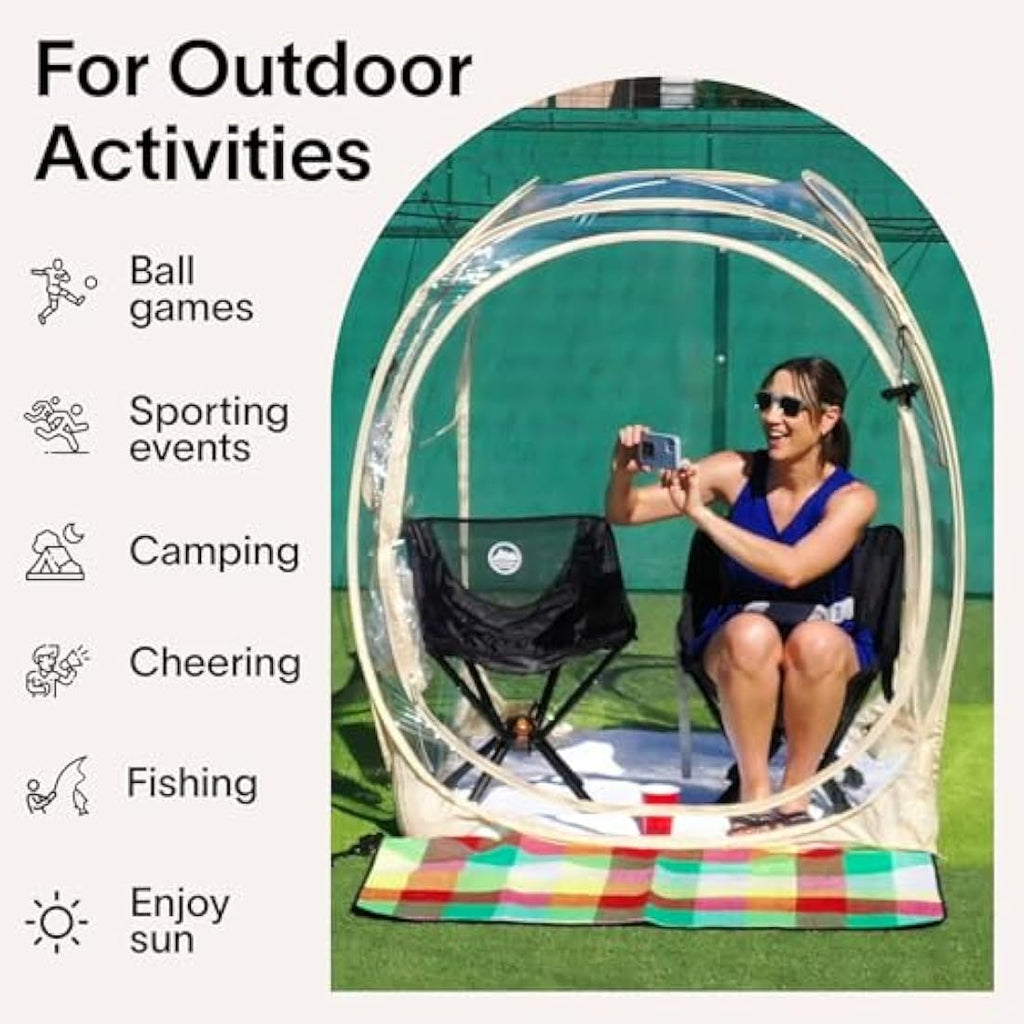 EighteenTek 4-Person Pop Up Sports Tent – All-Weather Bubble Shelter