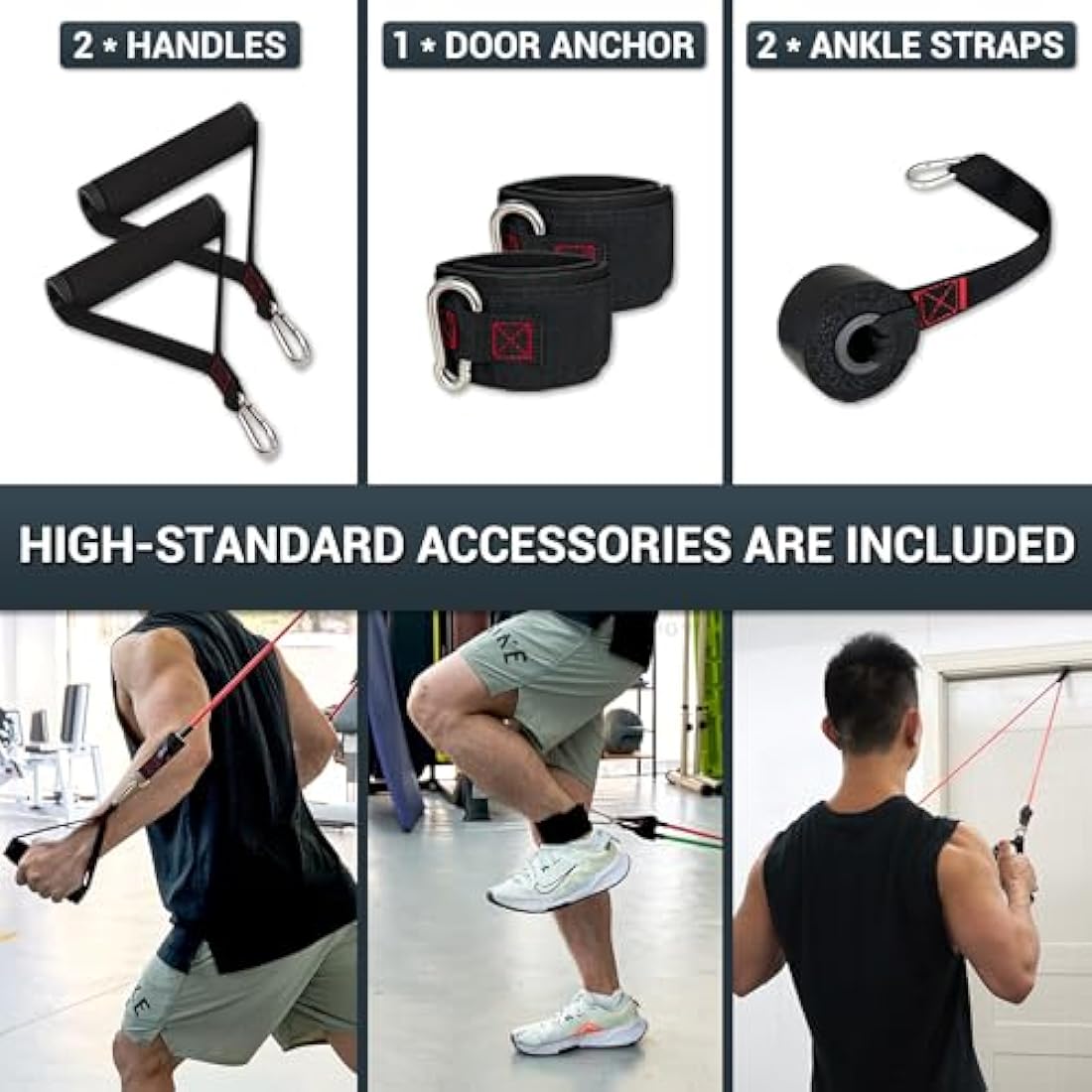 TheFitLife Resistance Bands Set - 200lbs Stackable Workout Tubes