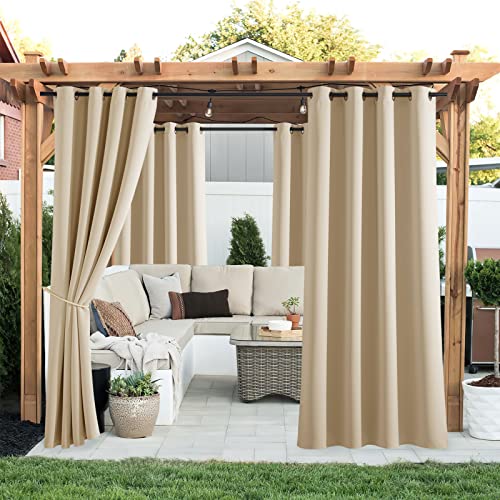 PONY DANCE Outdoor Curtains | Waterproof Patio Privacy Screen, Set of 2