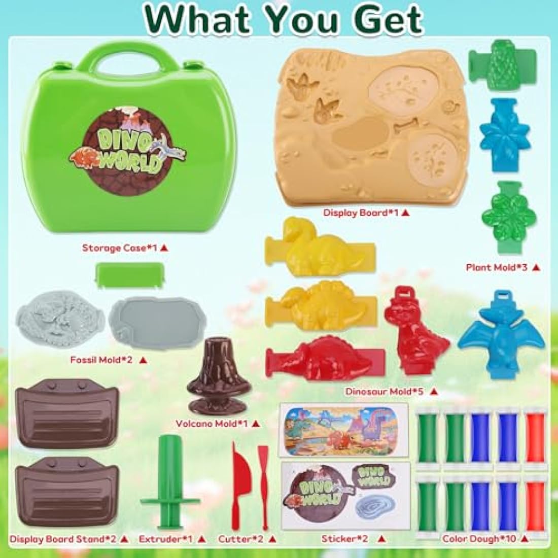 Dear Deer Dinosaur Color Dough Play Set – 26 Pcs Kids Pretend Toy Kit
