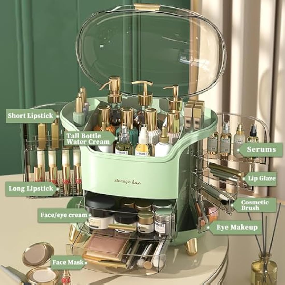Suyoo Large Acrylic Makeup Organiser – Dustproof Cosmetic Storage Box