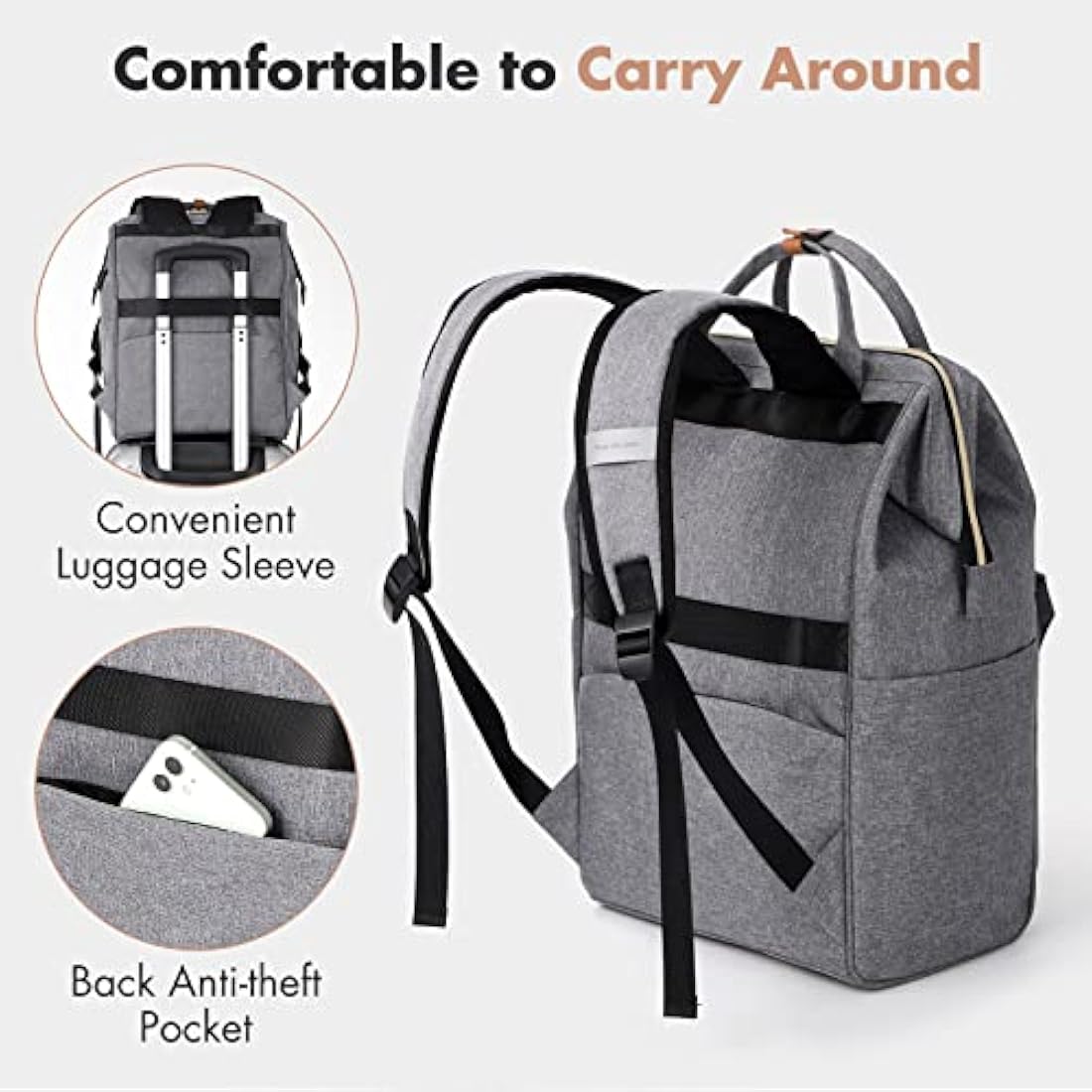 Lekesky 17.3" Laptop Backpack – Waterproof Travel Rucksack, Grey
