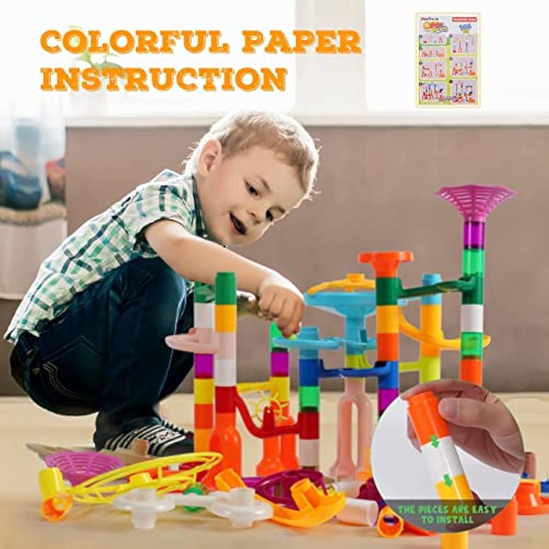 Jolof Store Marble Run 166PCS STEM Building Toy Set for Kids Ages 3-12
