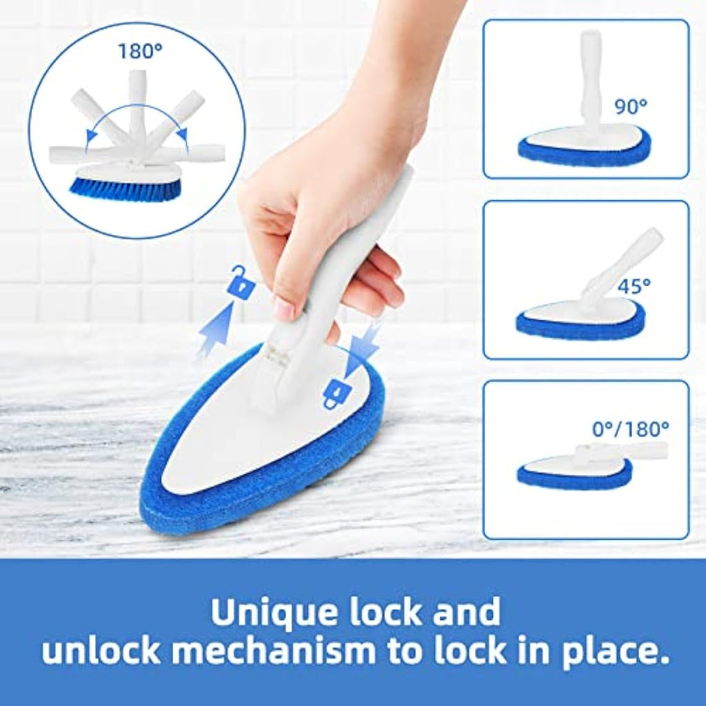 Qaestfy Shower Scrubber with 51'' Long Handle | 180° Swivel Head Brush