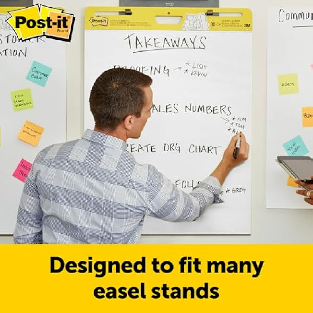 Post-it Super Sticky Wall Pad Meeting Chart, White, 20 Sheets, 2 Pack