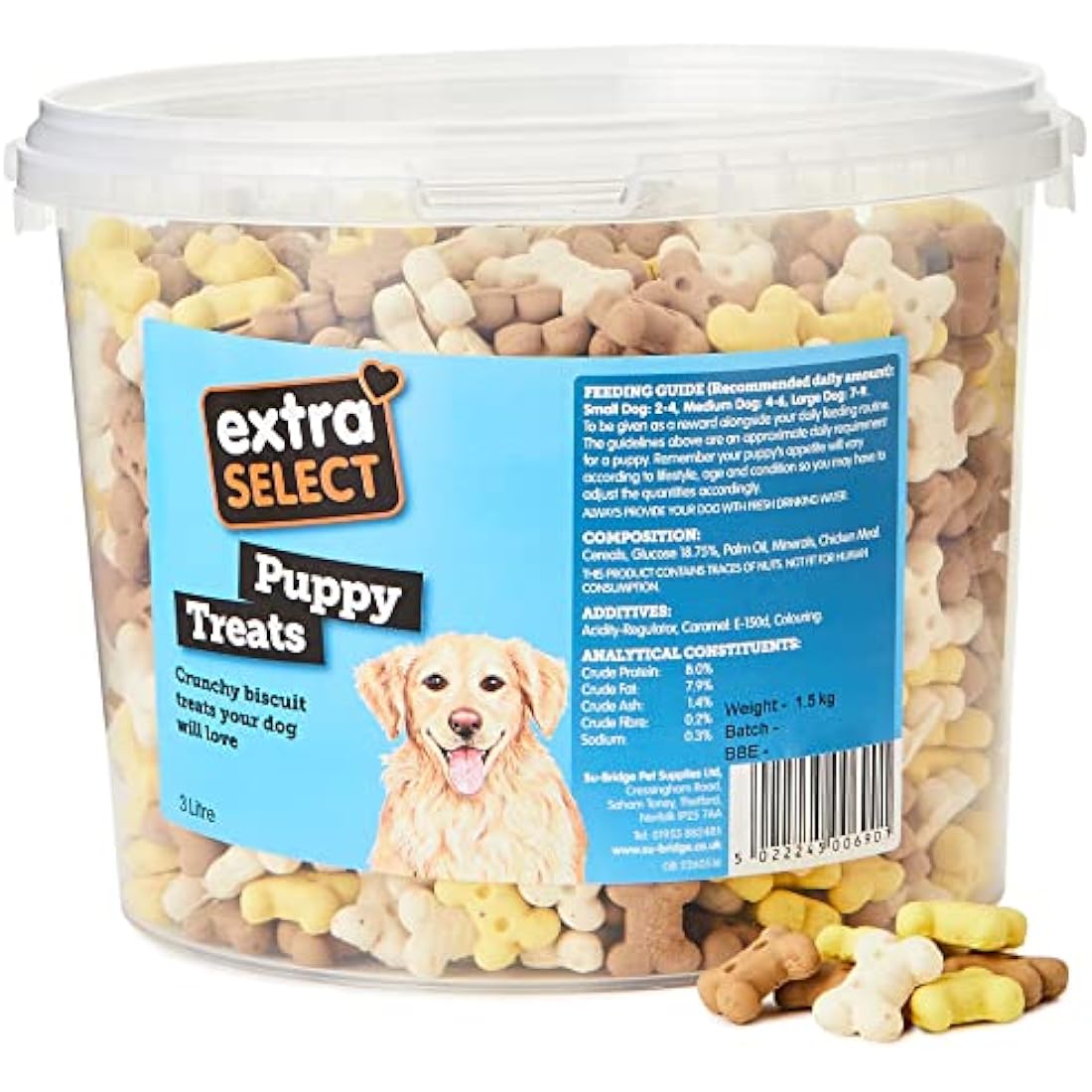 Extra Select Puppy Training Treats – Vanilla Dog Biscuits (3L Bucket)