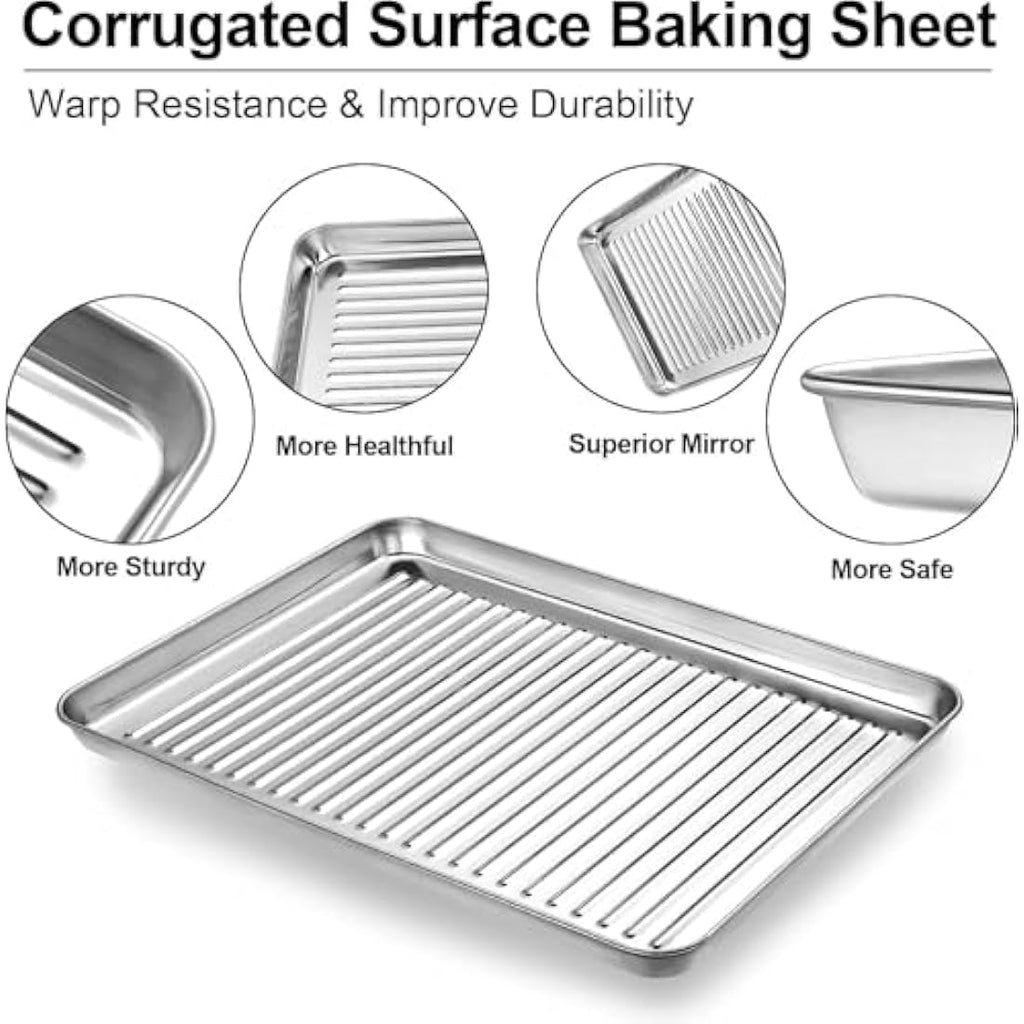 Jolof Store Stainless Steel Baking Tray and Rack Set | 4-Piece Cookie Sheet