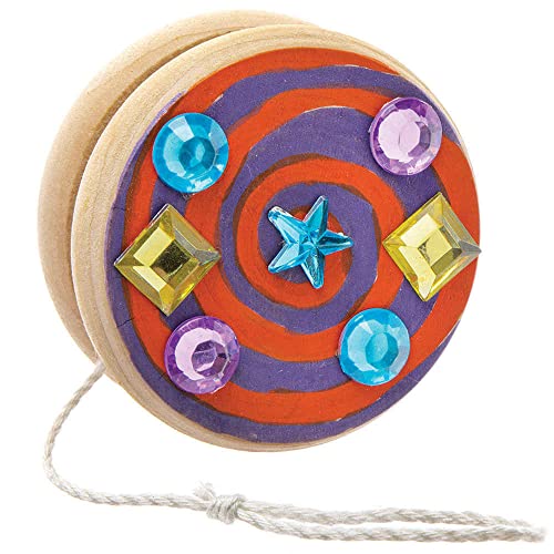 Baker Ross Wooden YoYo Spinning Tops – Pack of 4 DIY Party Bag Fillers