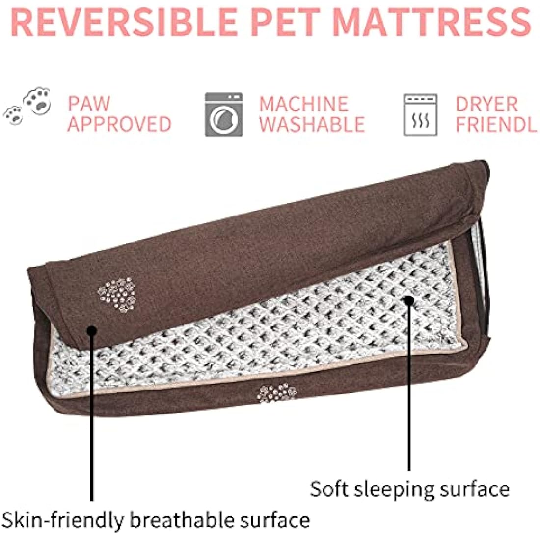VANKEAN Waterproof Reversible Dog Bed Mat | Washable Crate Mattress