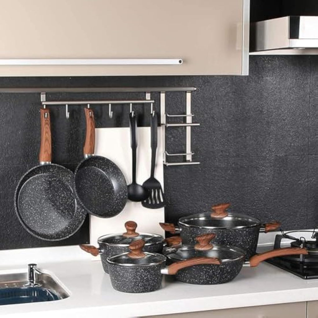 Kitchen Academy 12-Piece Nonstick Granite Cookware Set – Induction Pans