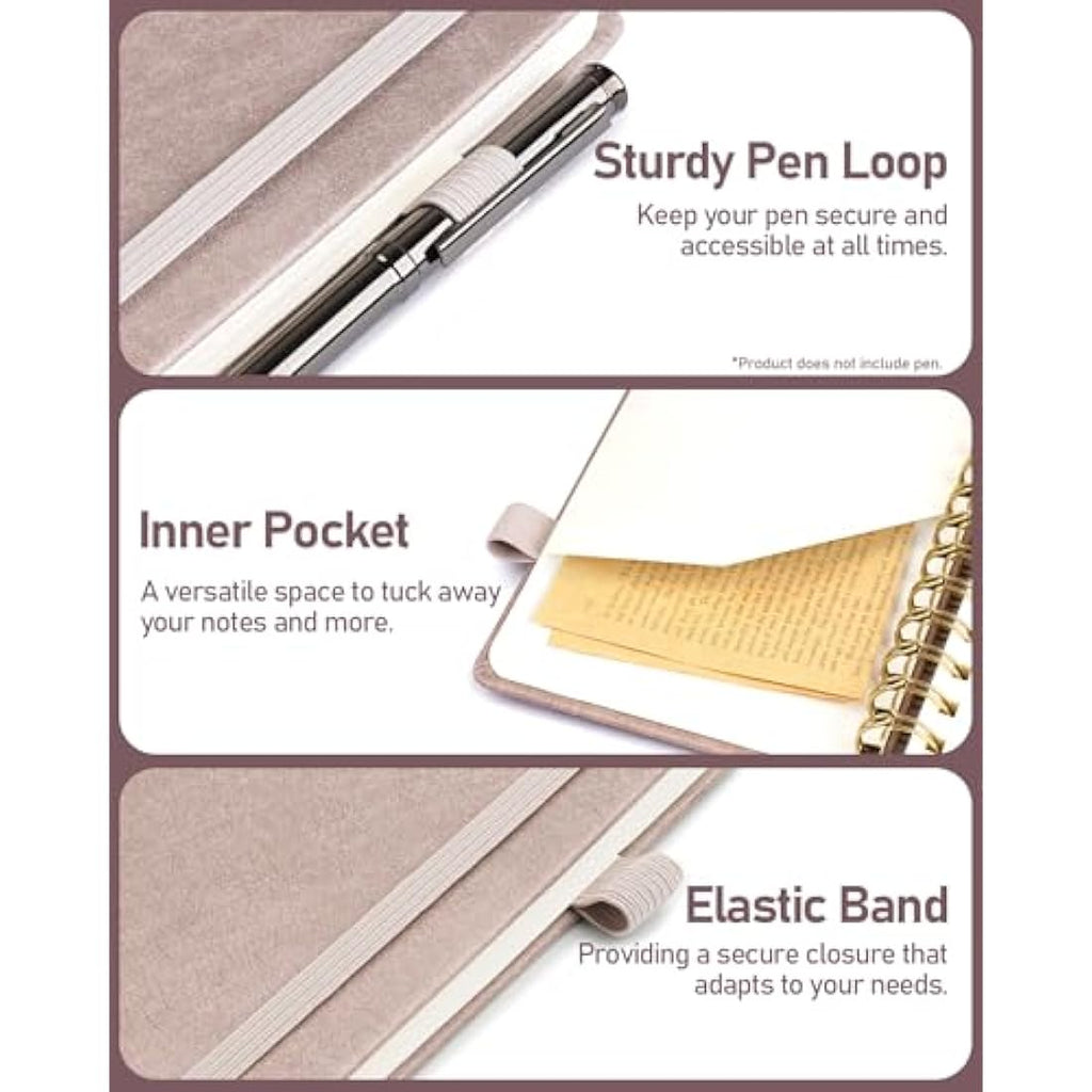 WEMATE Spiral Password Book with Alphabetical Tabs - Dusty Rose Journal