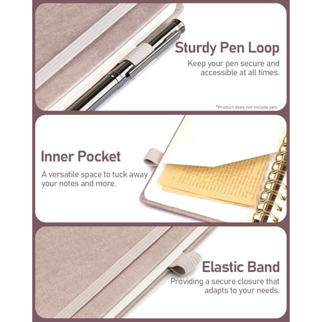 WEMATE Spiral Password Book with Alphabetical Tabs - Dusty Rose Journal