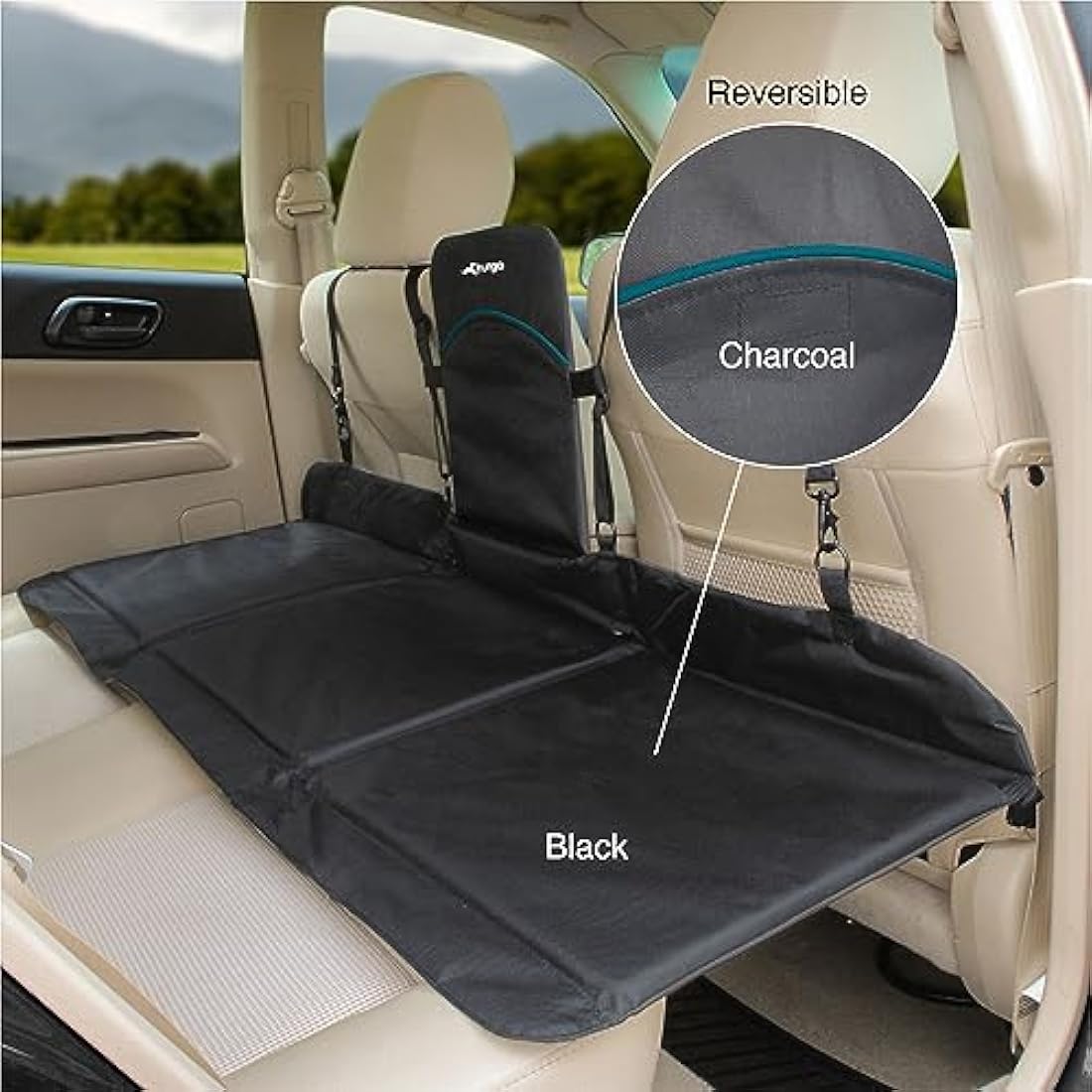 Kurgo Rover Backseat Bridge | Waterproof Dog Car Seat Extender – Black