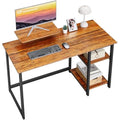 Jolof Store Computer Desk with Monitor Stand and Shelves – Brown