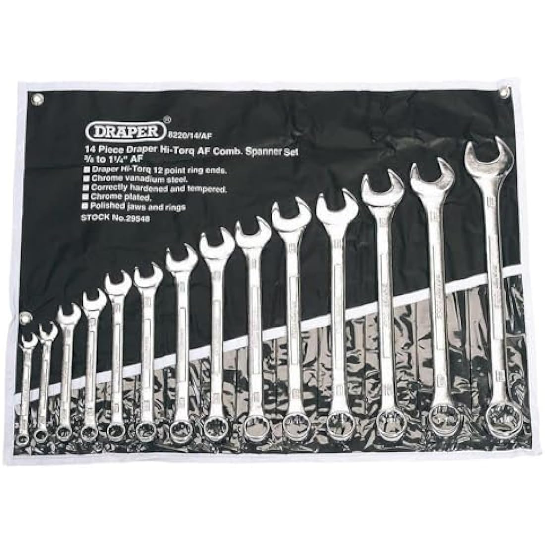 Draper 29548 14-Piece Hi-Torq AF Combination Wrench Set - Chrome Vanadium