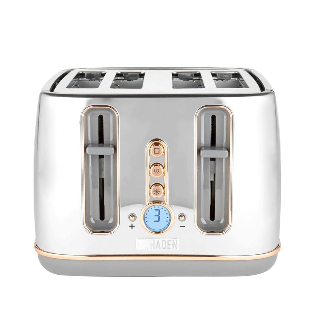 Haden Dorchester 4 Slice Digital Toaster – Chrome & Rose Gold Finish