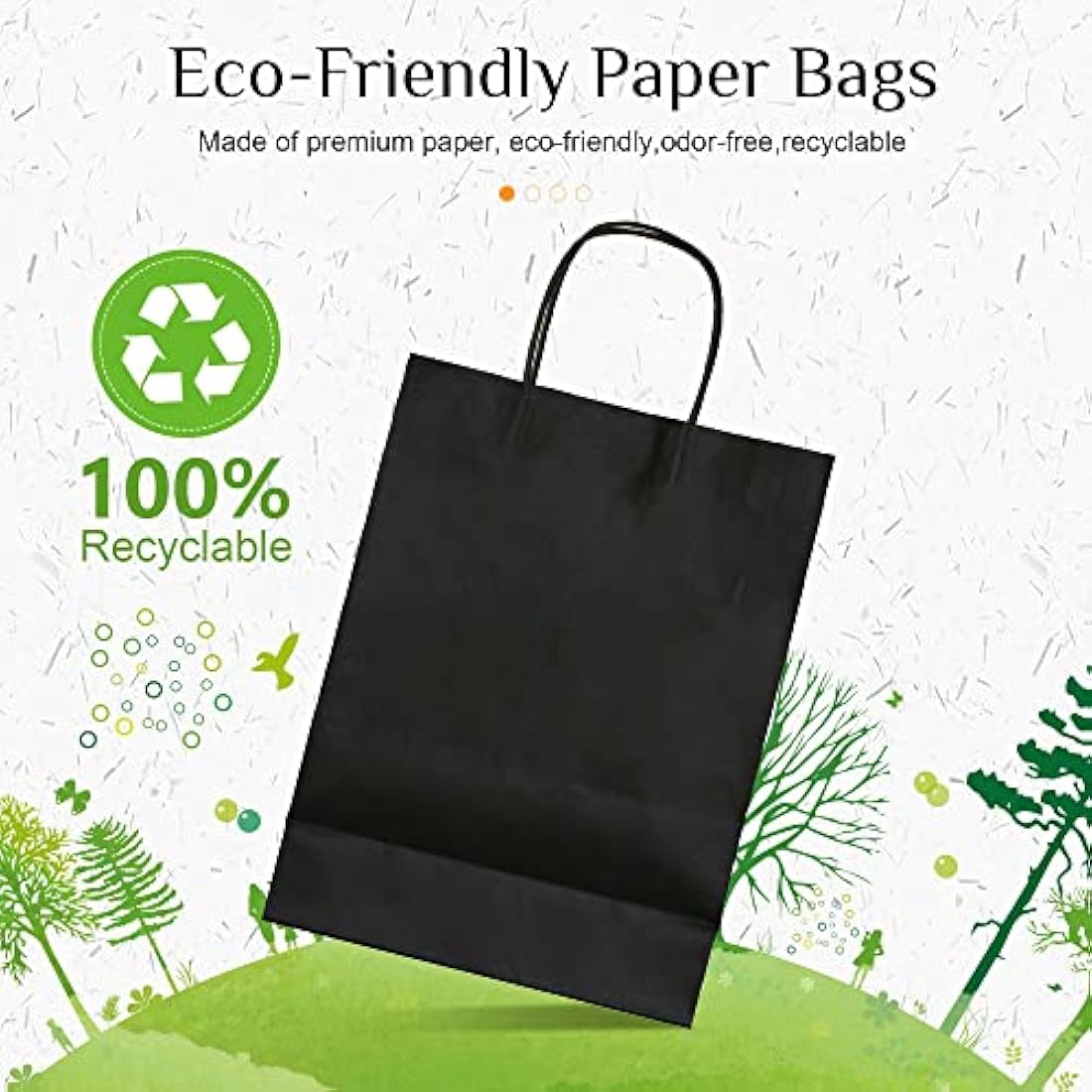 GIFTSAY Black Paper Gift Bags with Handles - 30 Pack Small Bulk 15x8x21cm