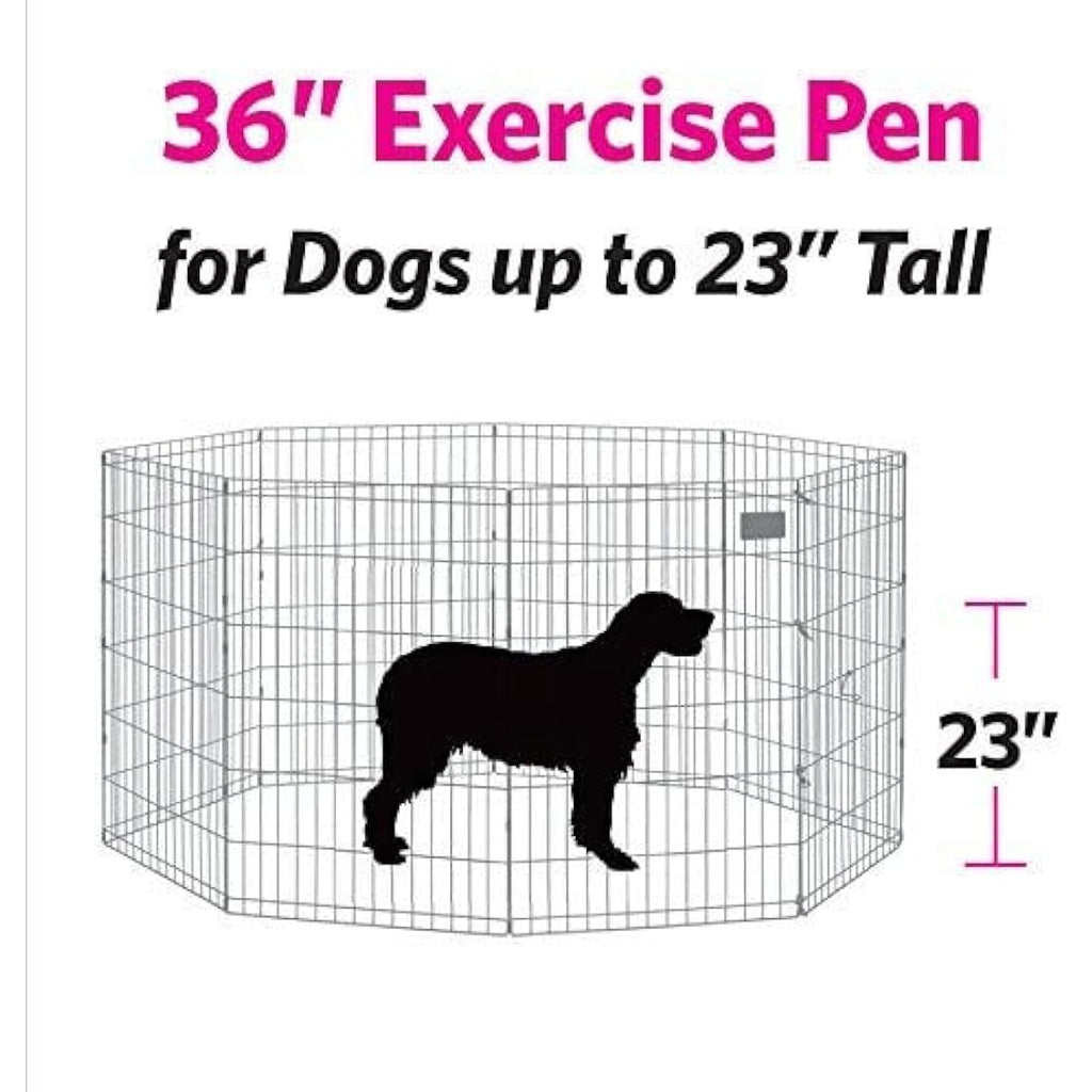 Underdog 8 Panel Foldable Pet Playpen | Indoor & Outdoor Dog Pen - 91cm Black