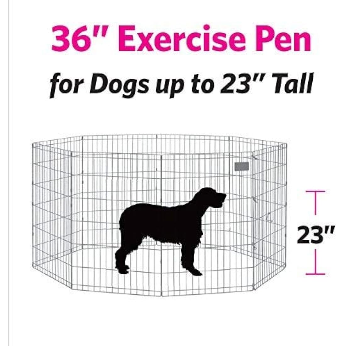 Underdog 8 Panel Foldable Pet Playpen | Indoor & Outdoor Dog Pen - 91cm Black
