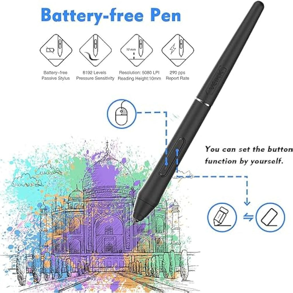 VEIKK VK1060PRO Drawing Tablet | 10x6 Inch Graphic Pad with 2 Scroll Wheels