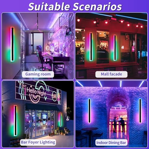 Mikeru 100CM RGB Outdoor Wall Light – 2Pack Dimmable IP65 LED Sconces