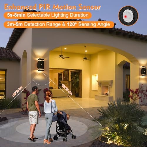 LMP Outdoor Motion Sensor Wall Light – IP65 Modern Black Up Down Sconce