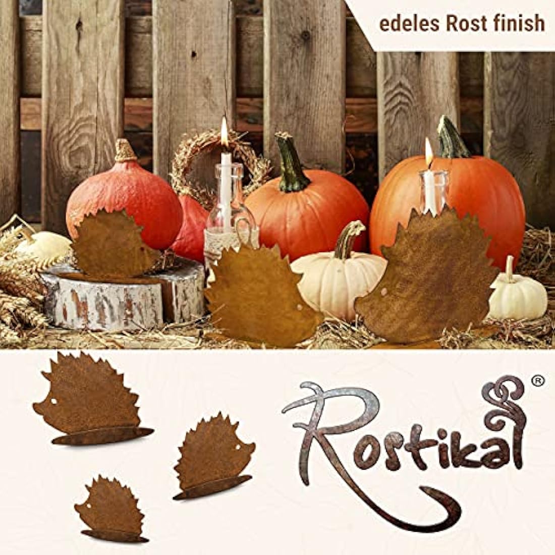 Metal Hedgehog Family Set of 3 – Rustic Patina Garden Decor