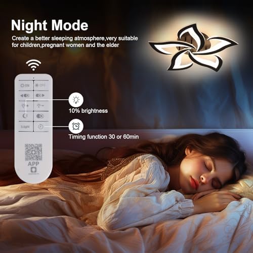 Comely Modern LED Ceiling Light – Dimmable Black Acrylic Lamp with Remote
