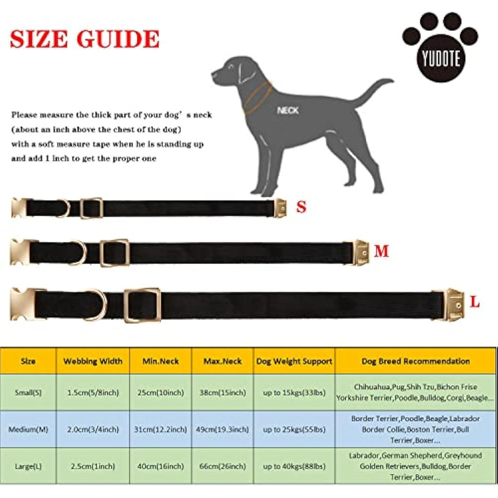 YUDOTE Organic Cotton Corduroy Dog Collar for Large Dogs, Sensitive Skin