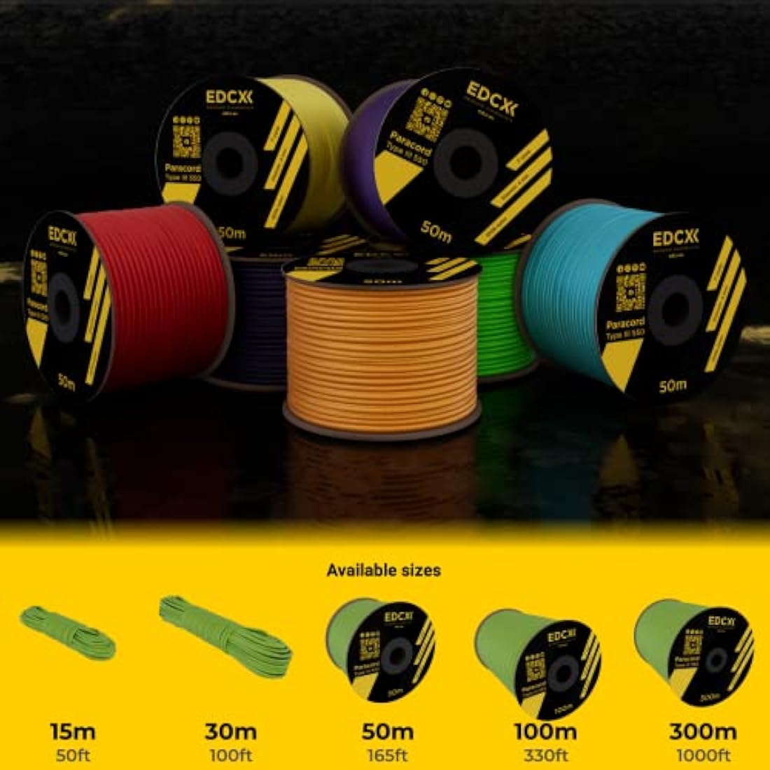 EDCX 550 Paracord Type III – 4mm Nylon Rope for Camping and DIY Crafting