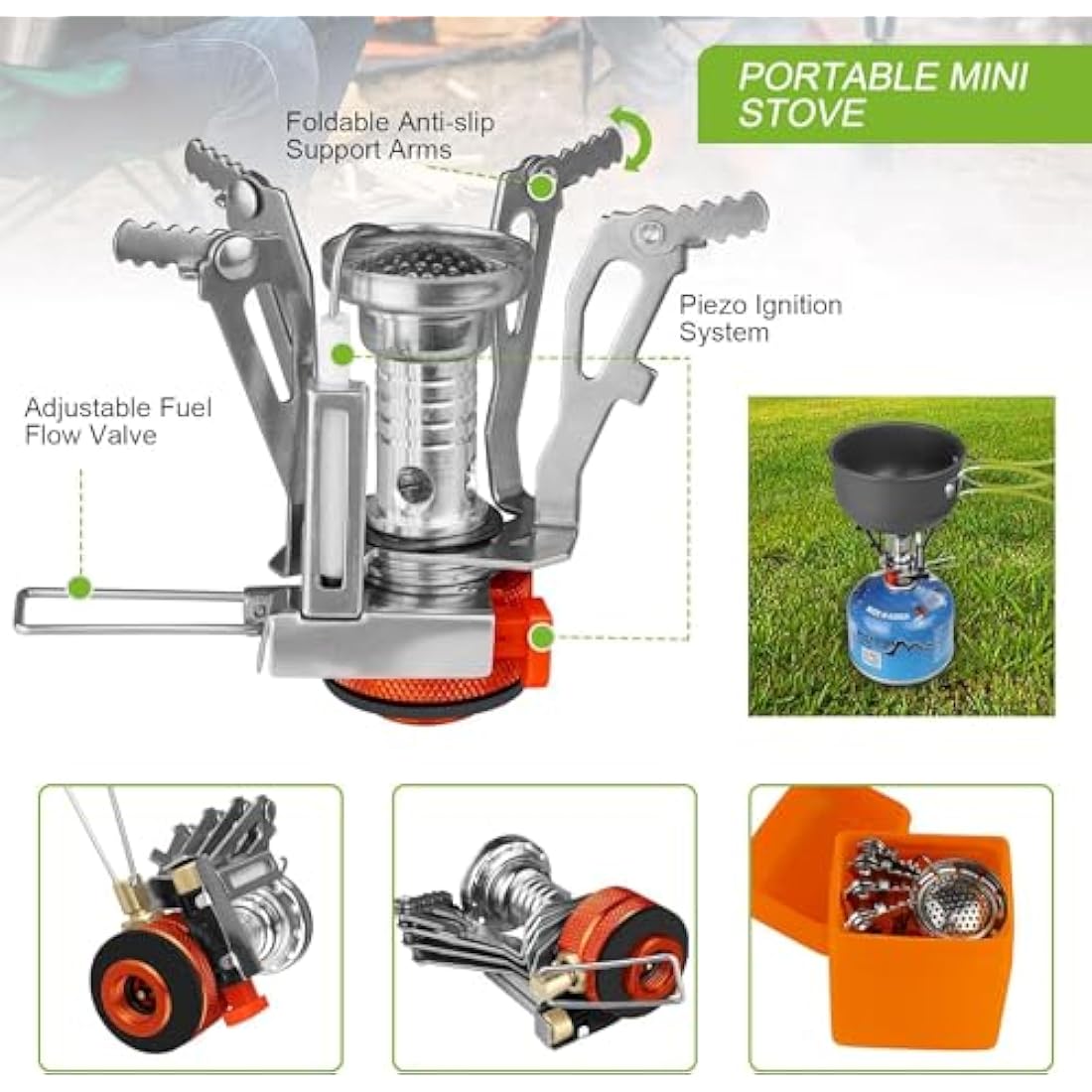 AUTOPkio 12-Piece Camping Cookware Set with Portable Gas Stove