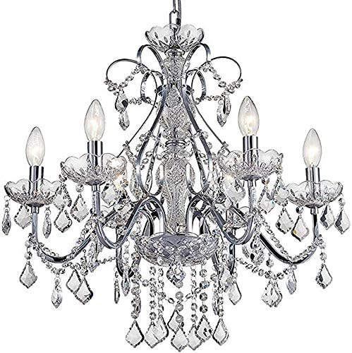 Bestier Modern Crystal Pendant Chandelier – Chrome 6-Light Fixture