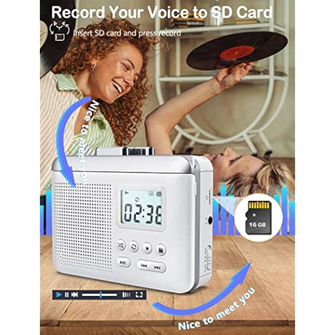 Gracioso Portable Cassette Player | Tape to MP3 Converter with SD Card