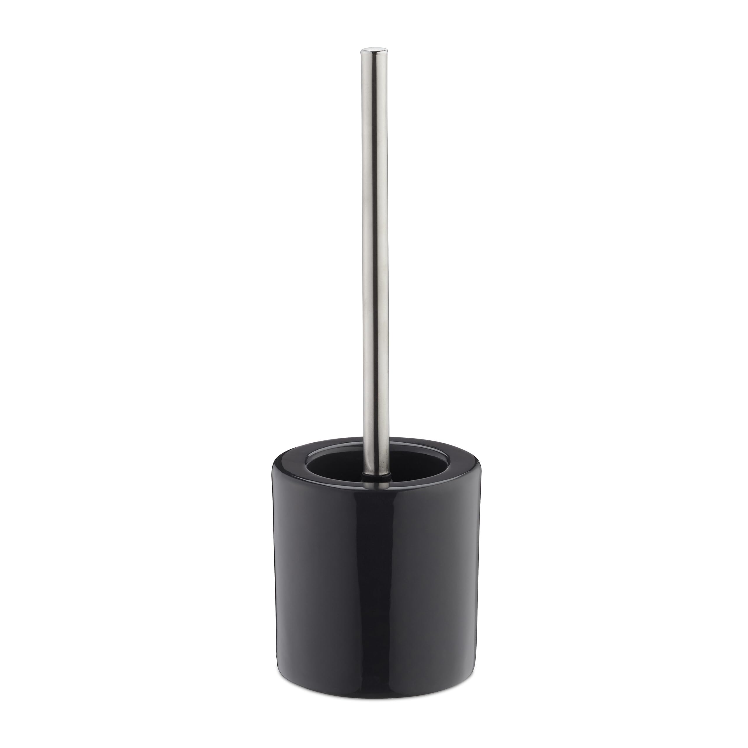 Relaxdays Ceramic Toilet Brush Set – Silver Bathroom Accessory Holder