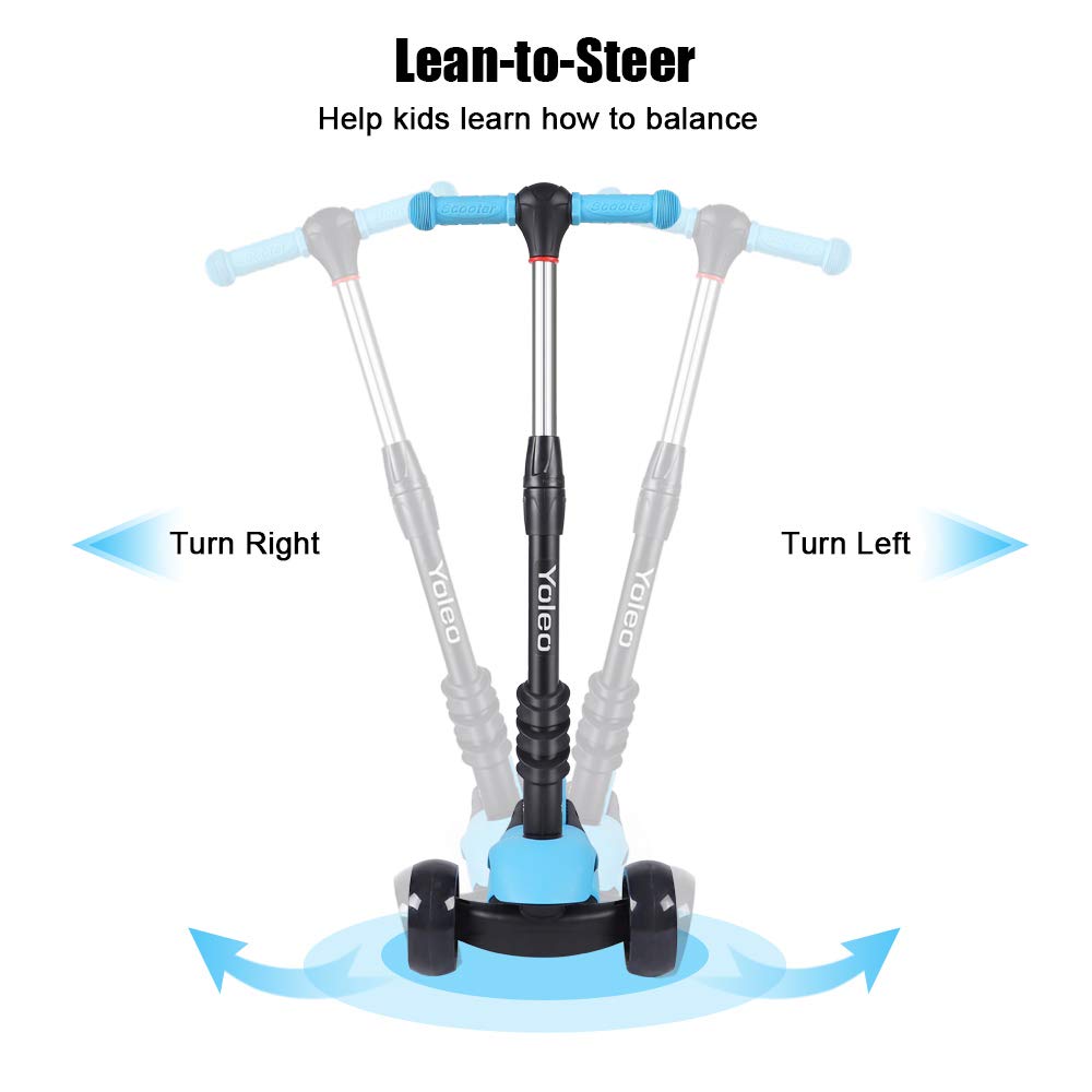 YOLEO 3-in-1 Kids Kick Scooter with Removable Seat and LED Wheels