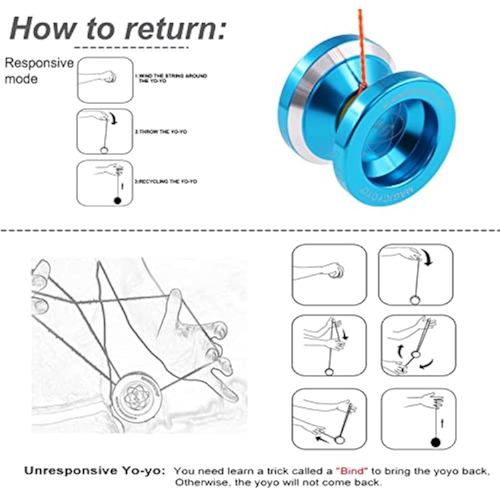 MAGICYOYO N8 Metal Yoyo - Professional Responsive & Unresponsive - Blue
