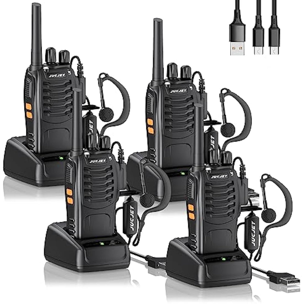 JUCJET 88E Long Range Walkie Talkies - Rechargeable 2-Way Radios (4 Pack)