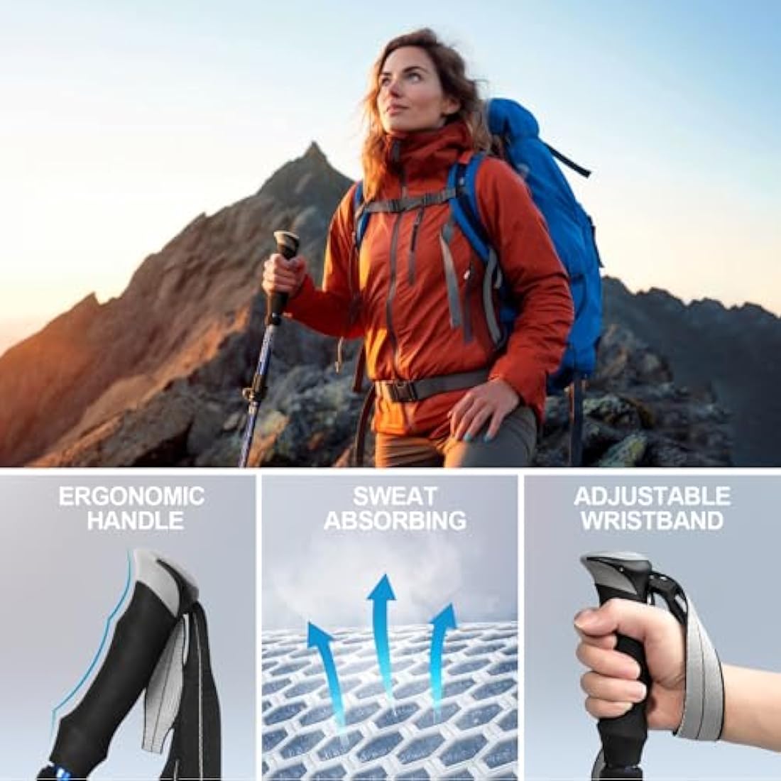 Covacure 7075 Aluminum Hiking Poles | Collapsible Lightweight Walking Sticks