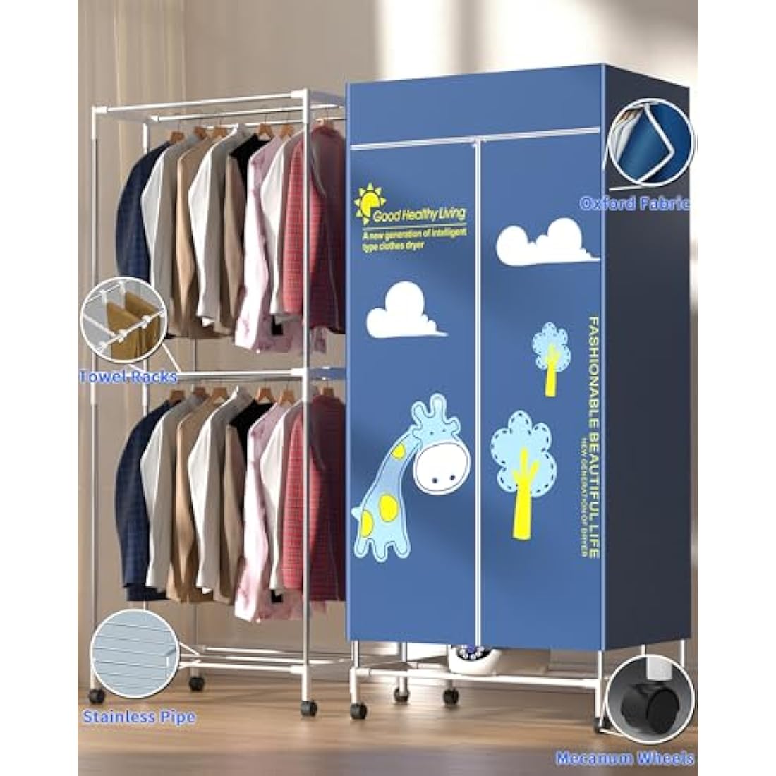 1500W Heated Clothes Airer – 2-Tier Foldable Anion Dryer