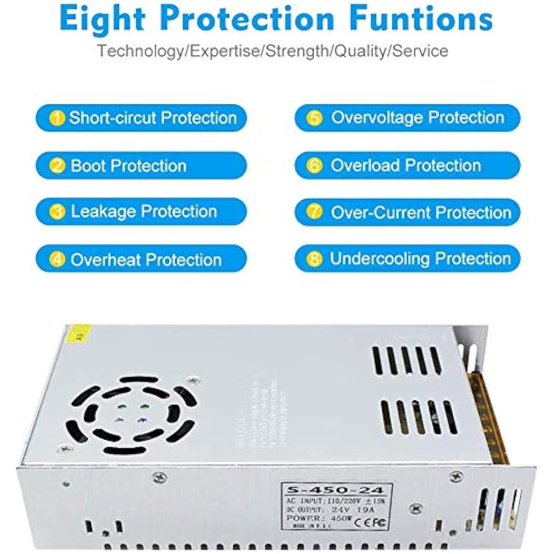 inShareplus 12V 37.5A 450W DC Regulated Switching Power Supply Transformer