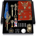 MPRINCE Quill Pen and Ink Set with Leather Notebook - Blue Calligraphy Kit
