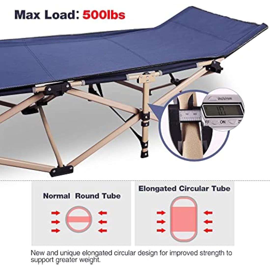 REDCAMP Heavy Duty Folding Camping Bed with Mattress | 28" Extra Wide