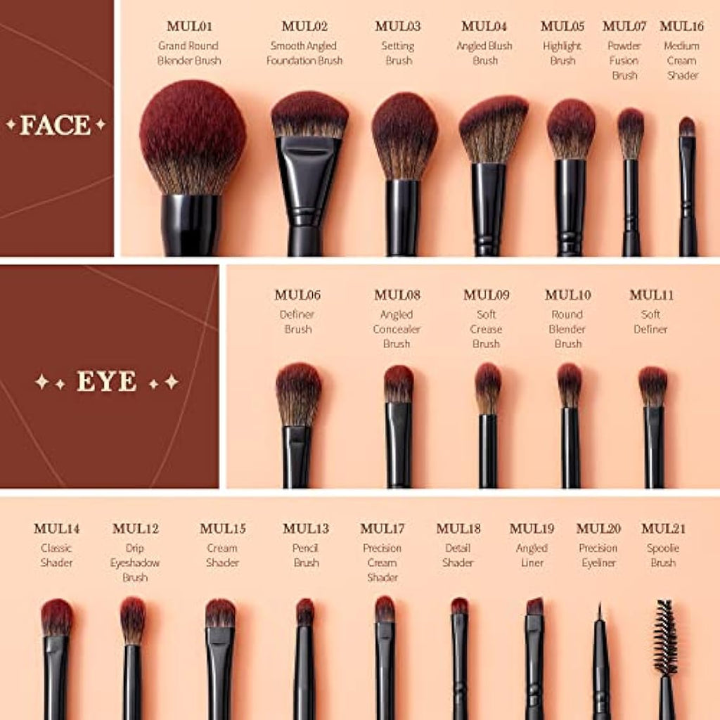 Jessup 21Pcs Professional Makeup Brushes Set | Vegan Synthetic Hair