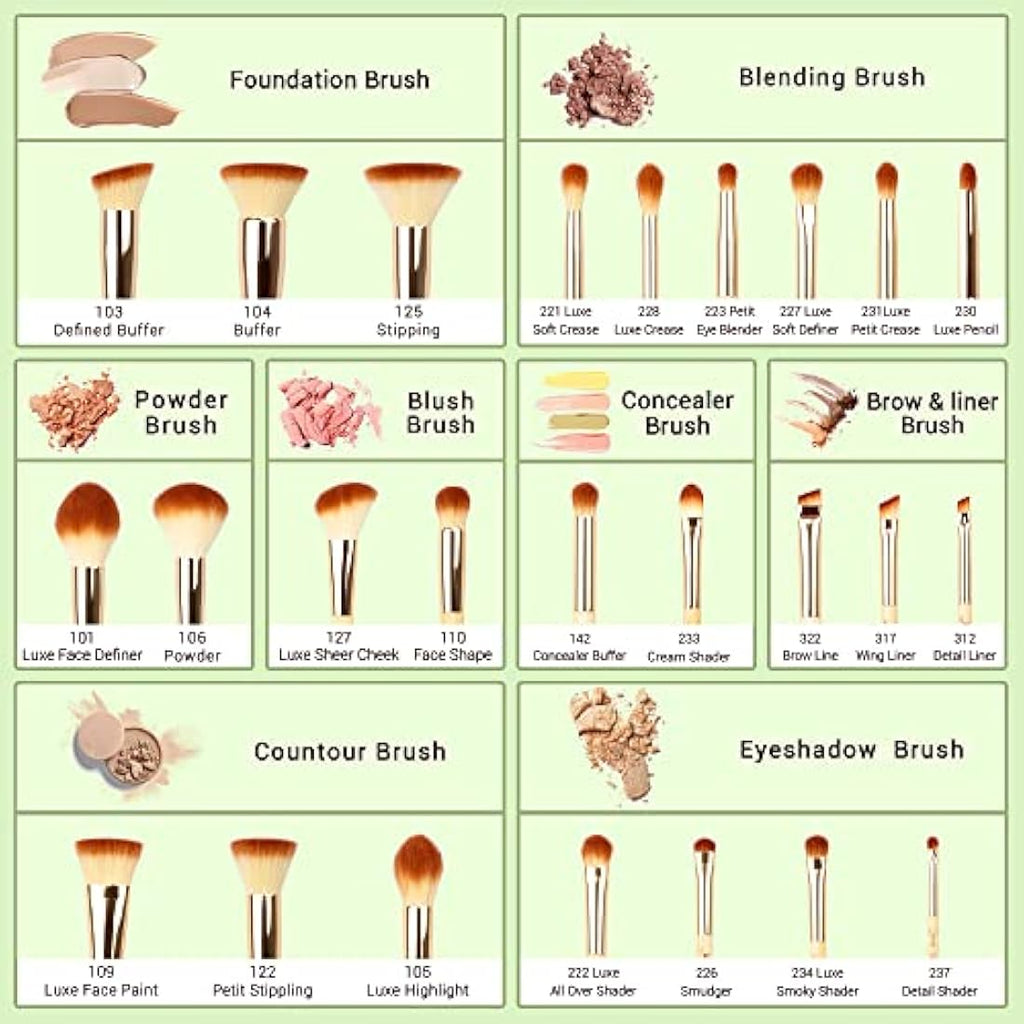 Jessup 25pcs Professional Bamboo Makeup Brush Set | Vegan & Cruelty-Free